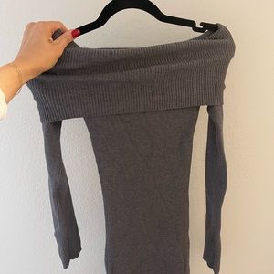 Princess Polly Grey Sweater Off the Shoulder Maxi Dress Body Con - Size 0